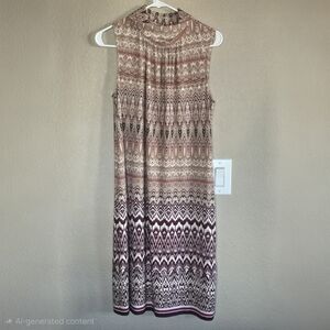 Chico's Sleeveless Boho Geometric Midi Shift‎ Dress Size 1